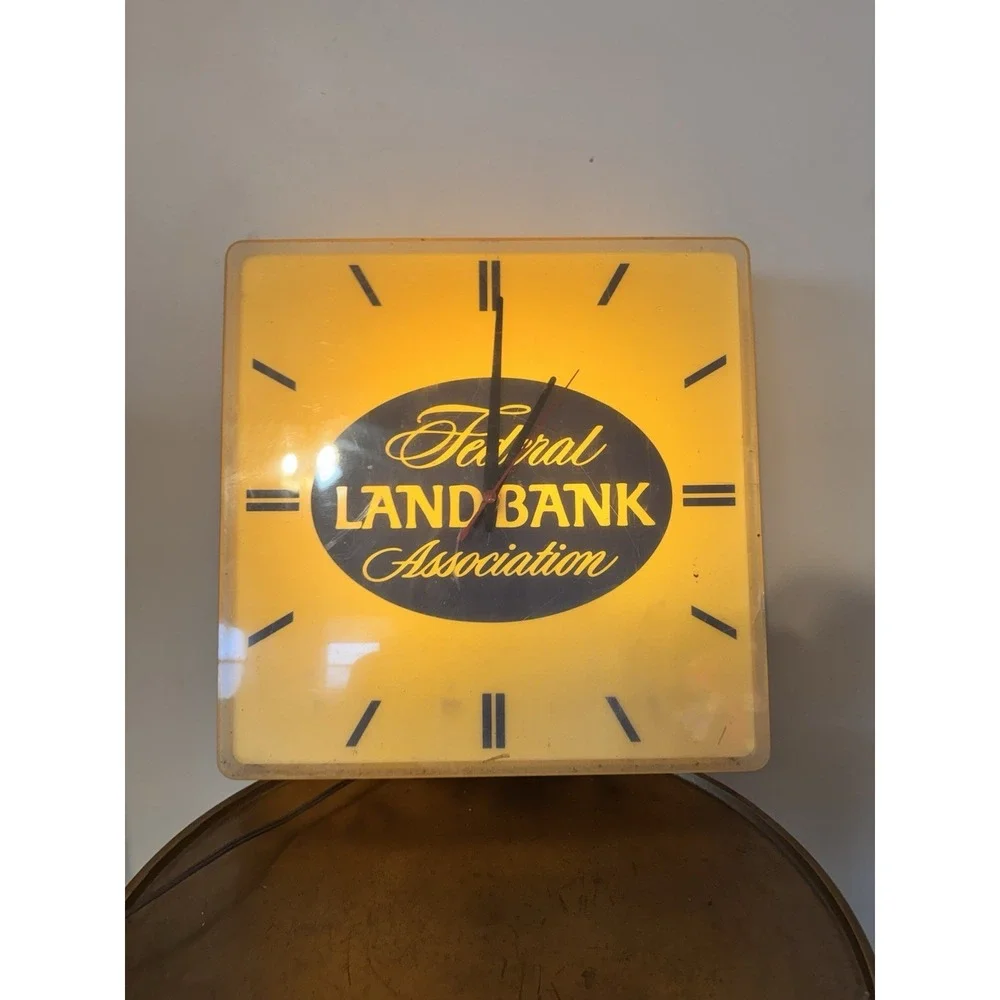 Federal Landbank Association Clock Light Up Vintage Advertisement VTG *FLAWS*
